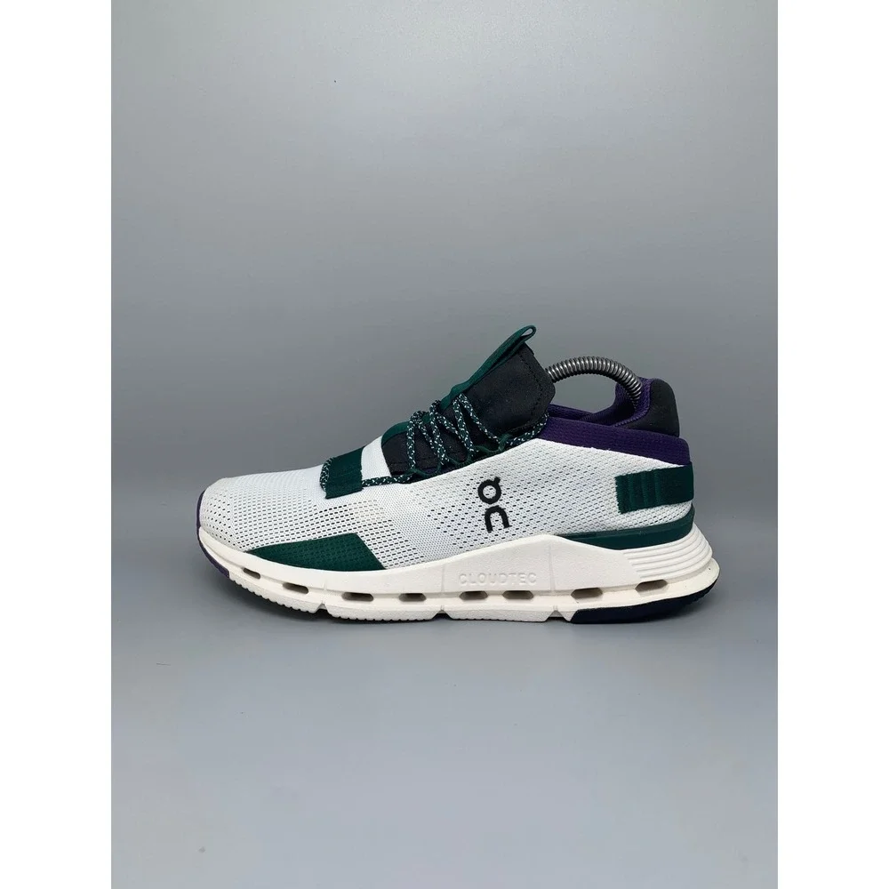On Cloudnova White Purple Green Running Shoes 26.99115 Women's Sz 9